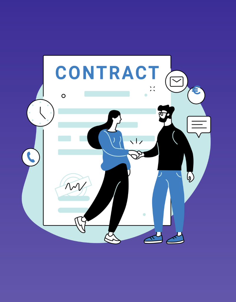 Illustration d'un contrat d'apprentissage avec deux personnes se serrant la main, symbolisant l'engagement des entreprises dans le recrutement d'apprentis pour bénéficier des aides à l'apprentissage en 2026.