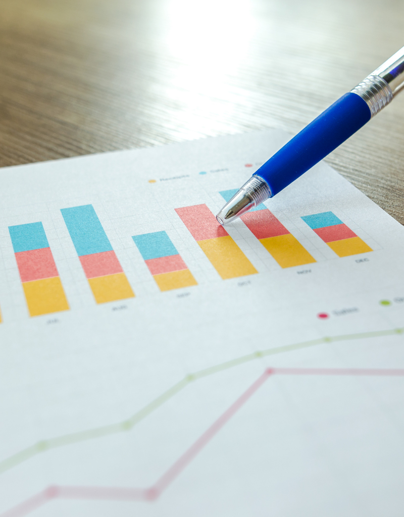 Stylo pointant un graphique en barres illustrant les leviers d’optimisation du chiffre d’affaires.