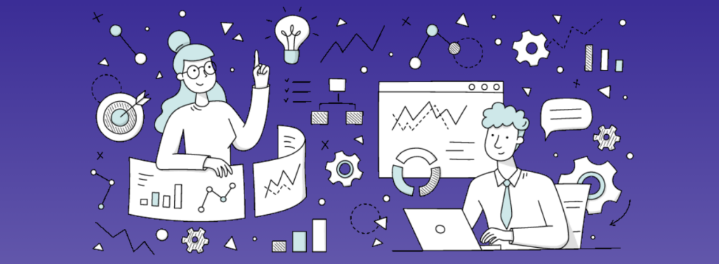 Deux entrepreneurs analysent des graphiques et un tableau de bord pour évaluer la viabilité d’un projet de création d’entreprise.