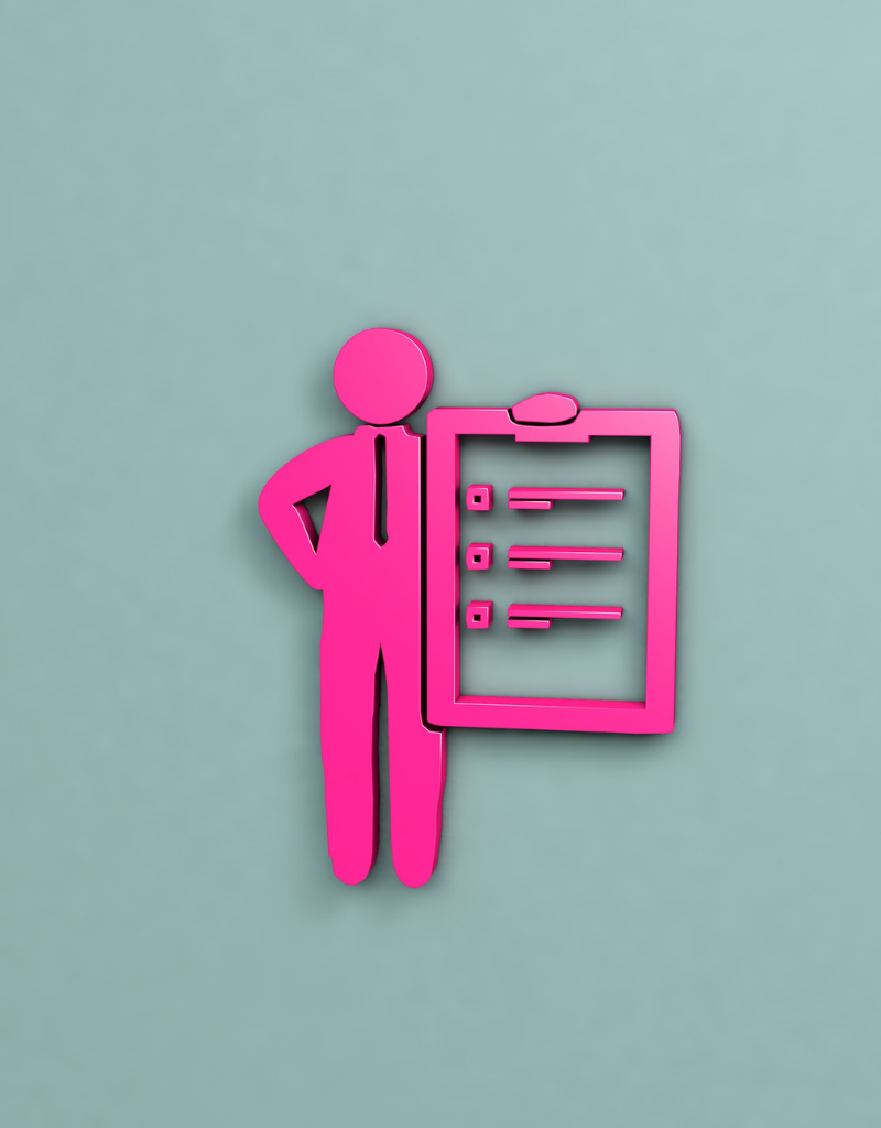 Silhouette rose présentant une liste de contrôle pour symboliser les obligations liées aux activités réglementées.